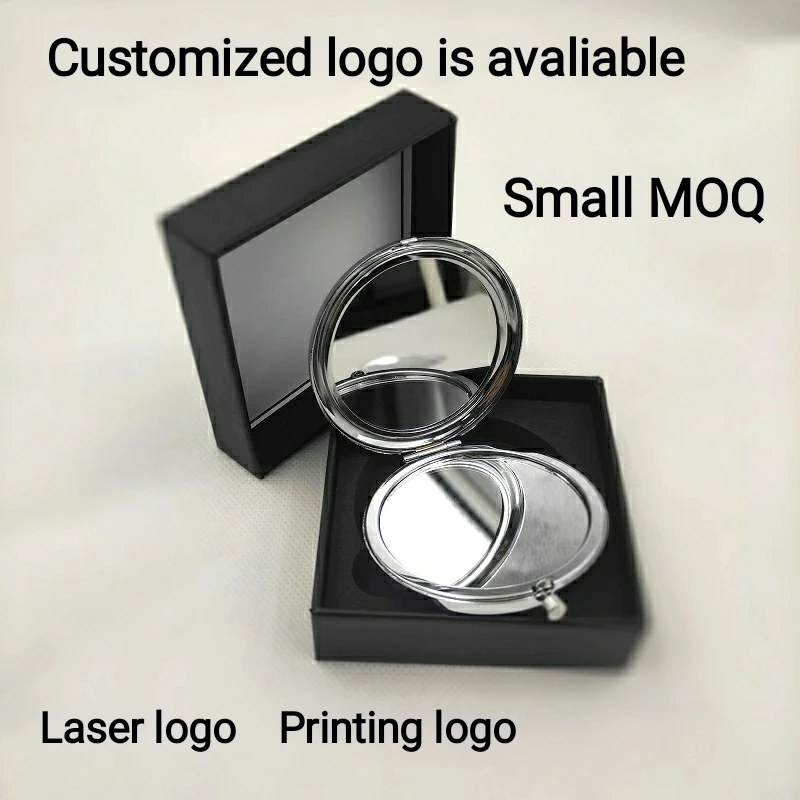 Портативное карманное металлическое зеркало для макияжа на заказ Круглое мини серебристое розовое золото