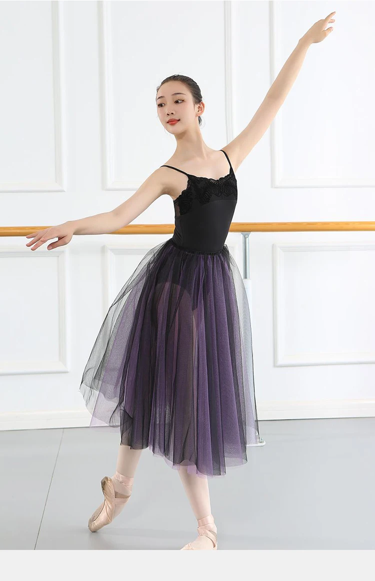 Ballet Dancewear Skirt Women Shiny Violet Black Double Layer Stiff Tricot tutu Skirt Dance Exercise Clothing Stage Costume