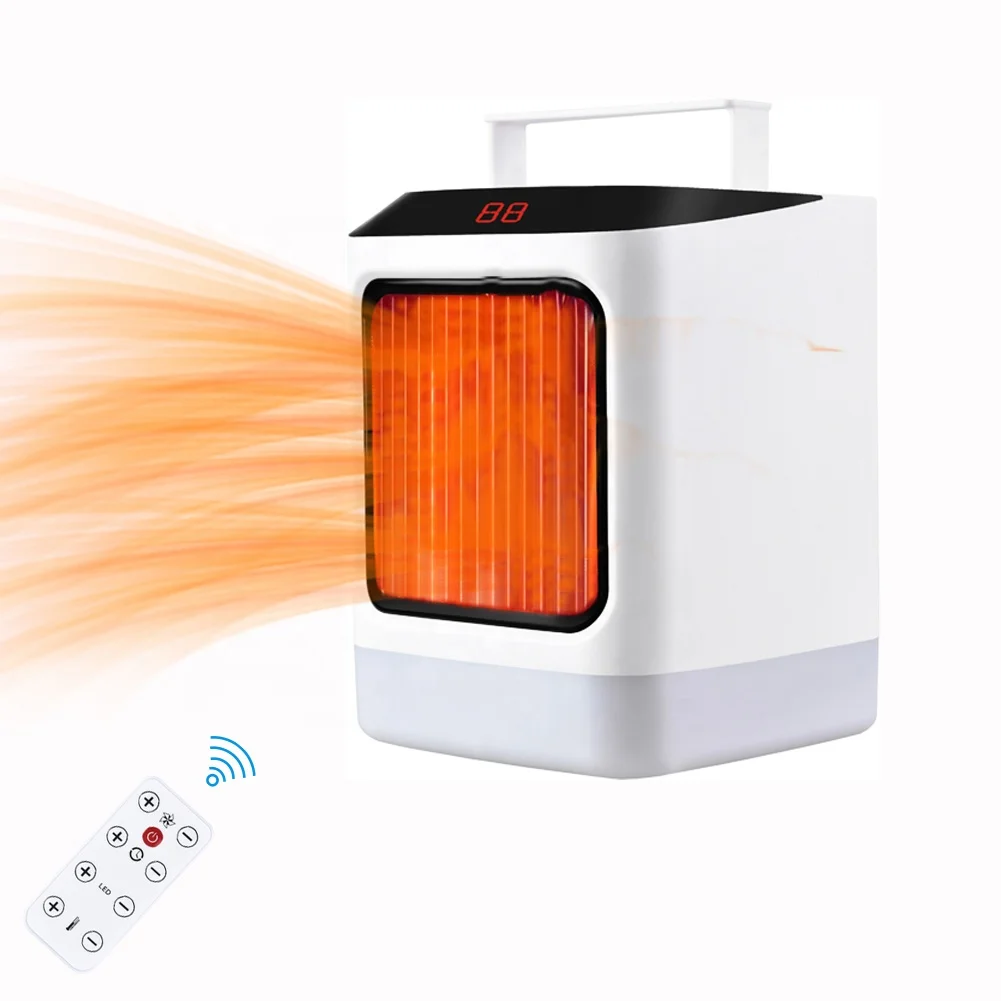 
Small Portable Adjustable Thermostat,with Overheat Tip Over Protection Ceramic Heater Space Air Heater for Desk, Home Bed Room 