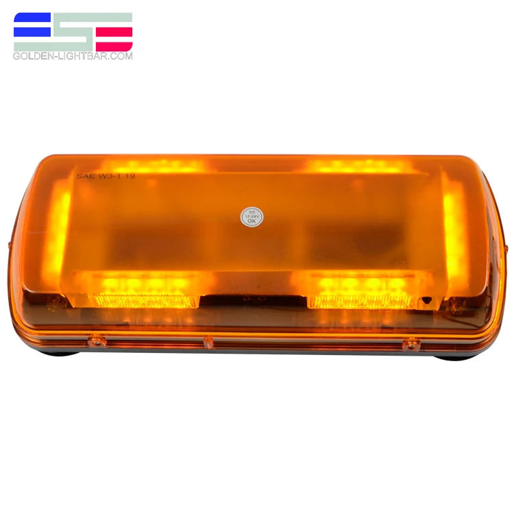 SAE Class I Amber Yellow 24 LED 72 Watts High Intensity Emergency Hazard Warning LED Strobe Mini Light Bar with Magnetic Base