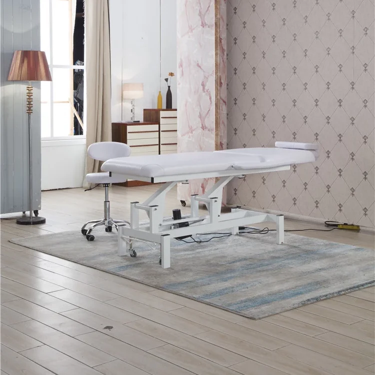 Kisen White Electric Spa Body Facial Memory Foam Beauty Eyelash Massage Chair Medicinal Bed With Zero Gravity And 2 motor