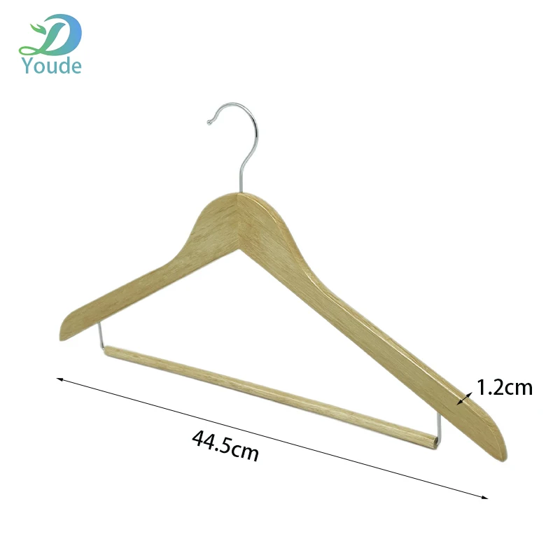 Customized Logo Shirt Hanger Low Price Hangers for Man Guestroom Solid Wood Clothes Stand