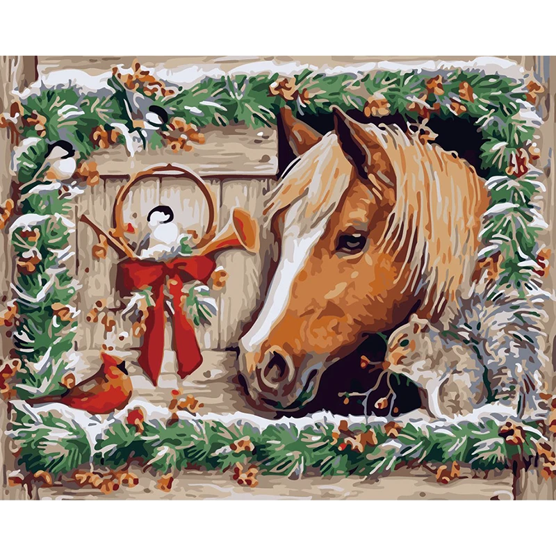 Wholesaling Christmas dogs and trees Merry Christmas design DIY painting by number oil painting