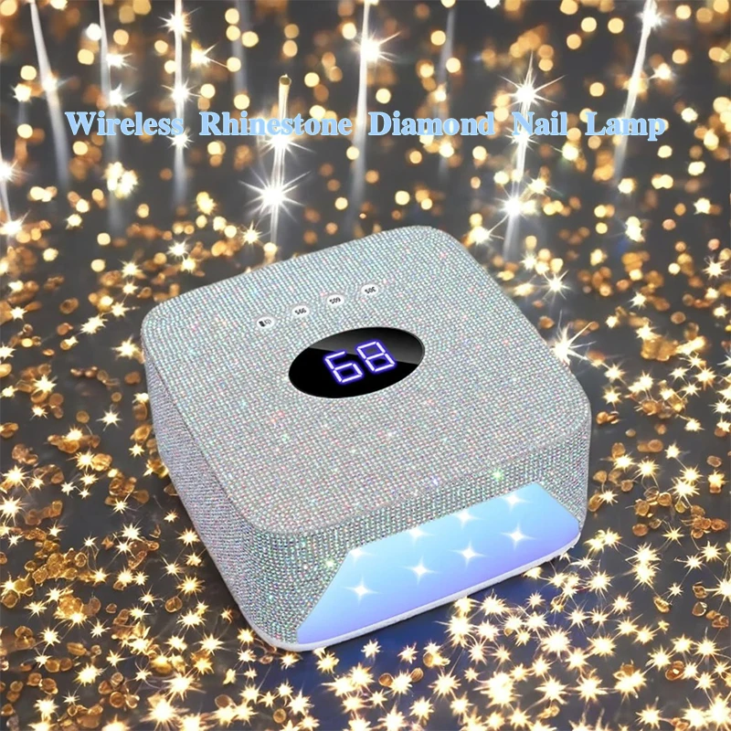 HJS Diamond LED Gel Lamp 54W UV with Smart Sensor 9600Mah Large Battery Pedicure Speed Plastic Wireless Rhinestone UV lamp