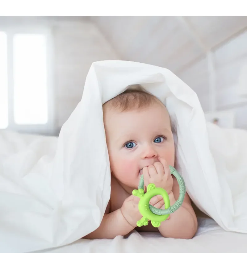 JWX Ready to ship Eco-friendly Unbreakable Non-toxic Funny Toddler Sensory Soft silicone BPA Free baby teether