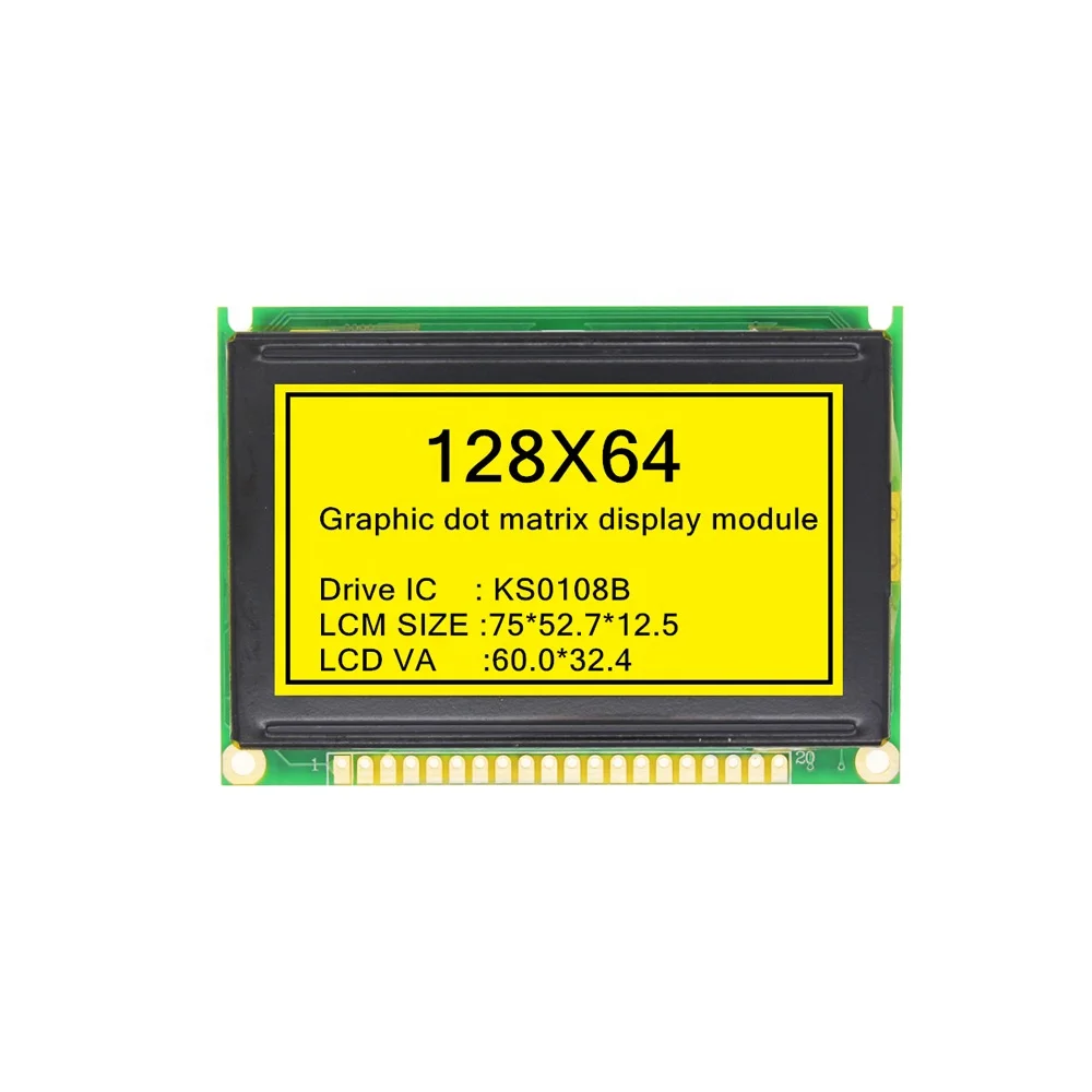 128x64 Graphic Dot Matrix Blue Parallel Port Serial Port LCD Display Module