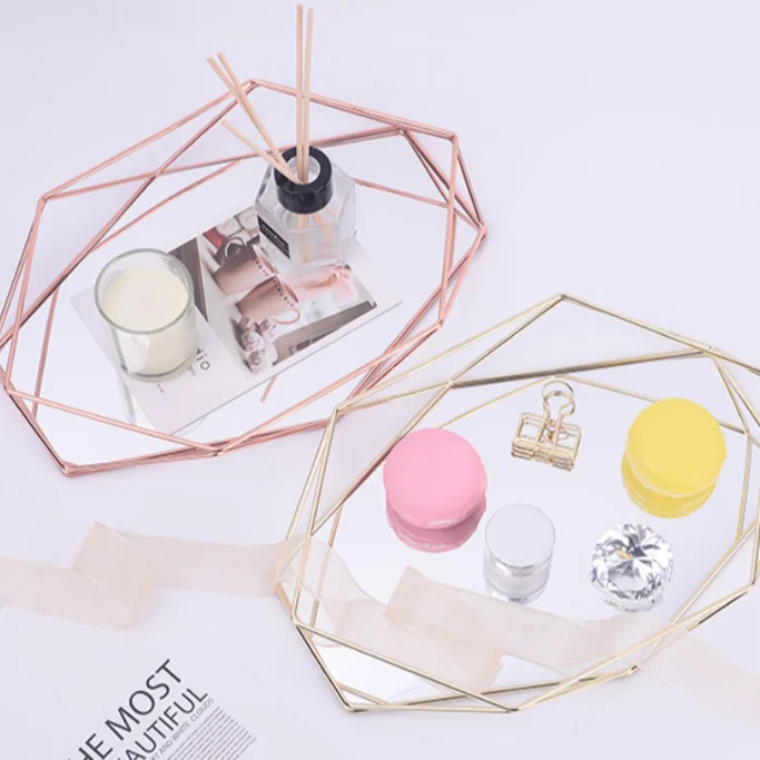 Home decoration modern Special Offer luxury Home Decoration 2pcs Serving Trays  Melamin Perfume Tray set Gold 515g luxury trays