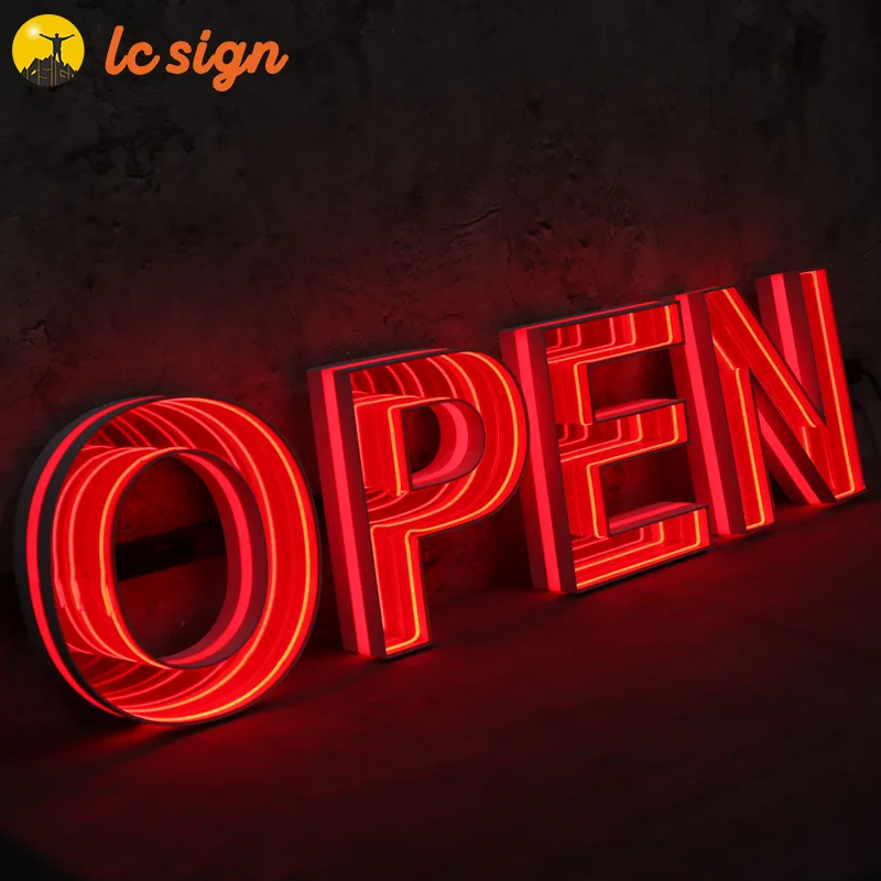 Custom Infinity effect neon sign wall decoration multi-layer mirror infinity mirror neon sign