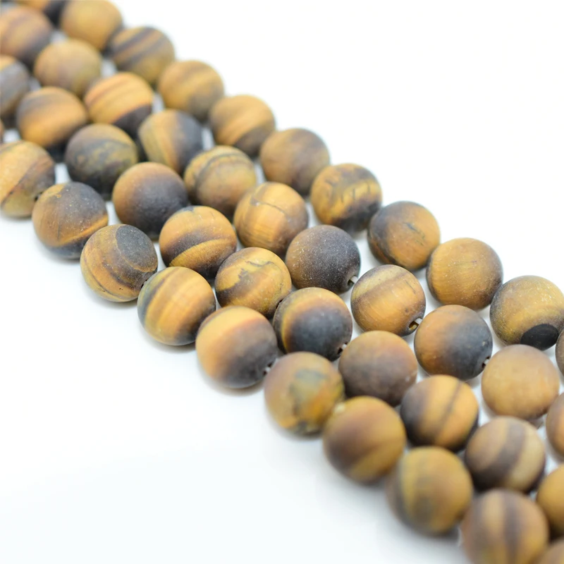 Wholesale Natural Matte Tiger Eye Loose Gemstone Beads 4/6/8/10/12/14/16mm for DIY Jewelry Stone Beads Category