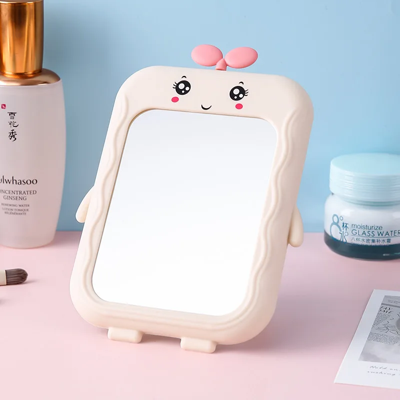 Wholesale Cute Cartoon Desktop Makeup Mirror Girl Dormitory Foldable Table Cosmetic Square Doll Mirrors