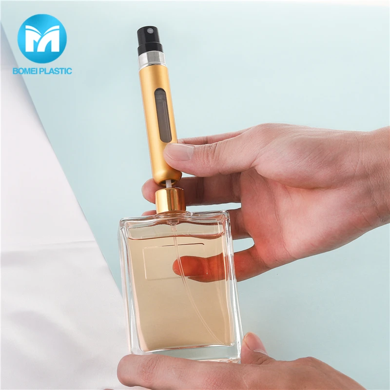 Luxury mini 5ml 8ml acrylic refillable aluminum rose gold perfume spray container perfume bottles