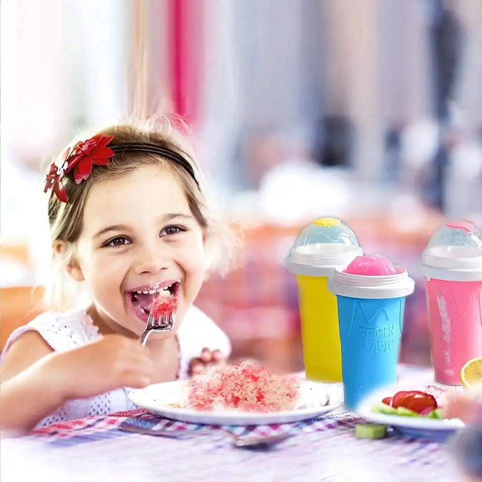 Reusable Smoothie Four Color Food Grade Silicone New Portable Summer Maker Frozen Magic Squeeze Slush Slushy Cup