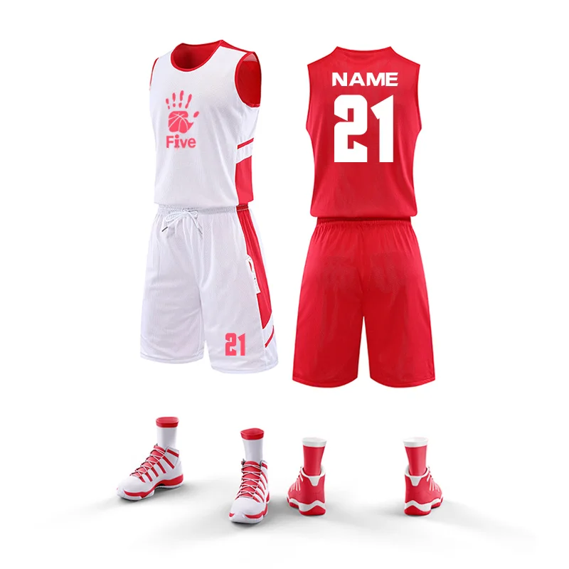 In Stock Best Style 100% Polyester Youth Basketball Reversible Uniform