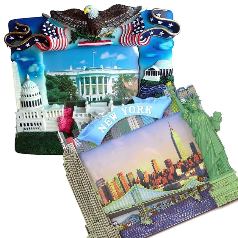 Custom Words Photo Frame Holiday Landmark Resin 3D Hand Painted High Quality Digital Photo Frames Tourist Souvenir Gift Items