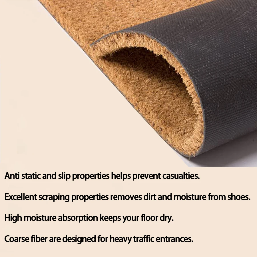 
Coco Coir Door Mat with Heavy Duty Backing, Natural Doormat, 17