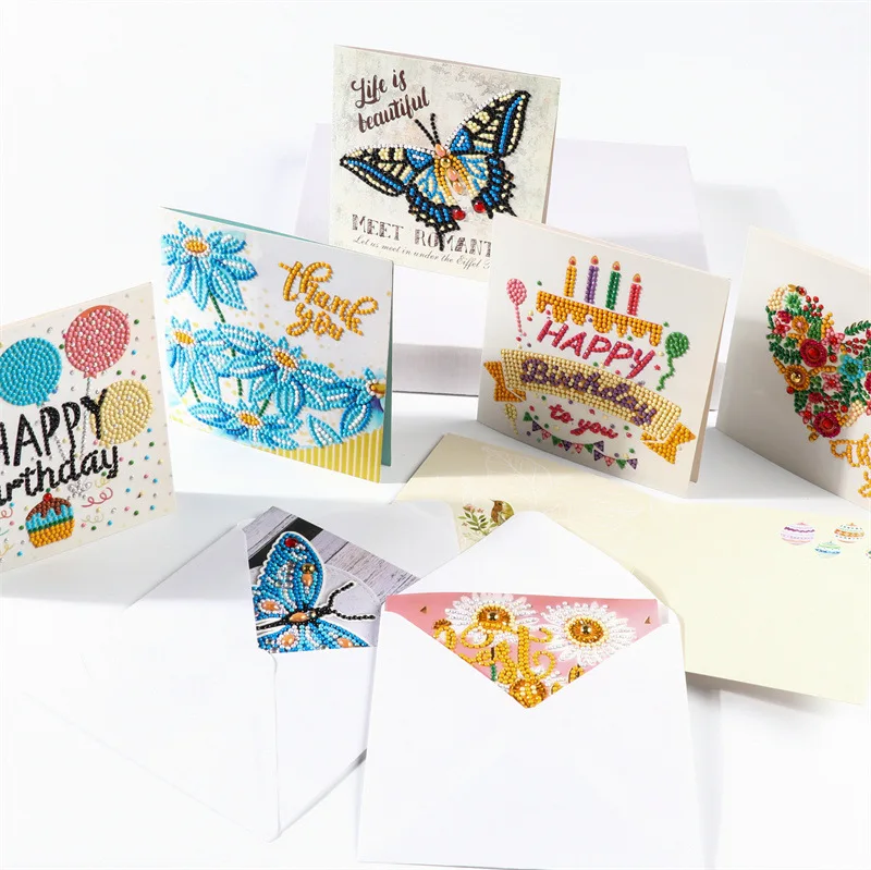 Wholesale Customization Handmade DIY Happy Birthday Christmas Greeting Card Custom Printing Diamond Painting Cards