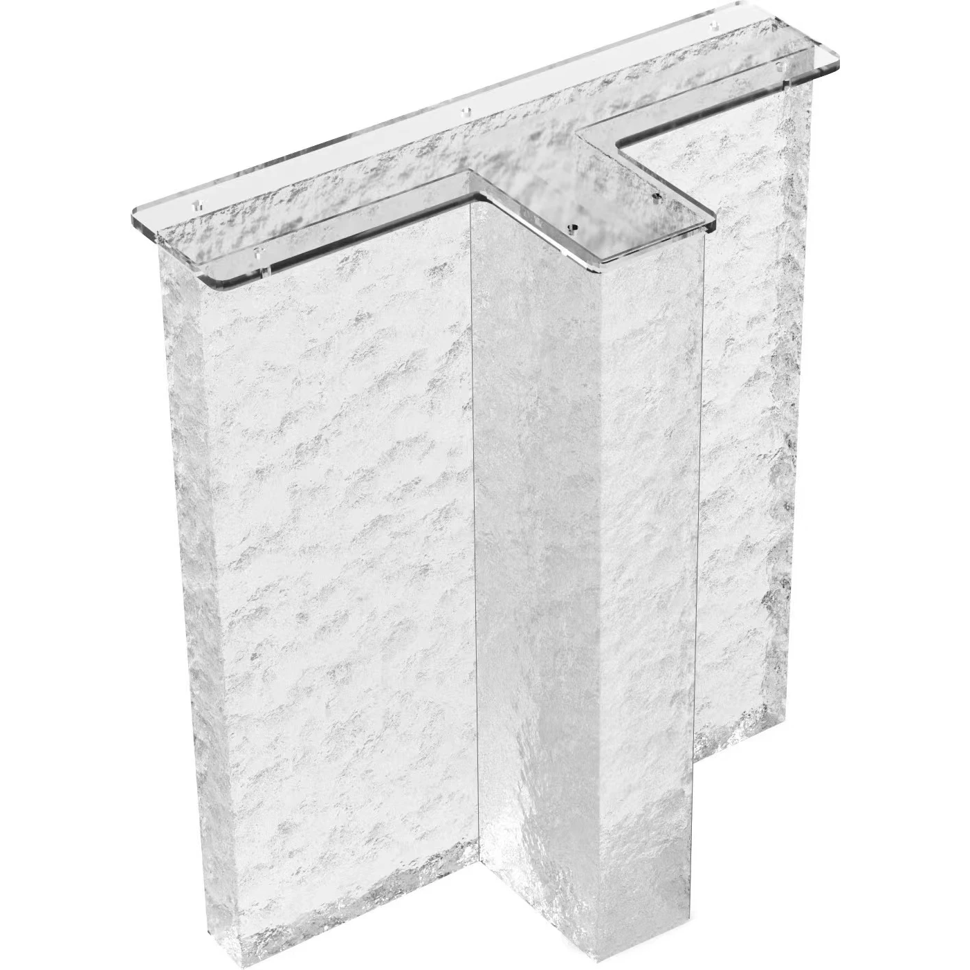 Custom New Model T Shape Modern Square Plank Wood Dining Table Support Table Acrylic Leg