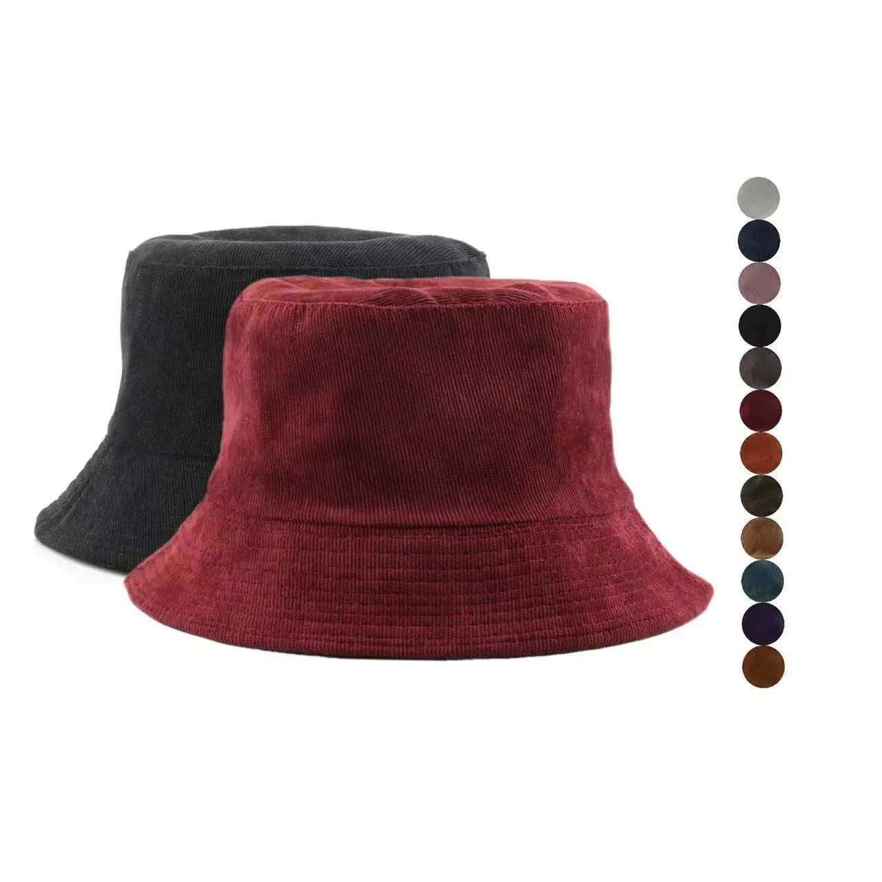 Sun Protection Wide Brim Bucket Hats Fashion Corduroy Fisherman Caps Bucket Hats For Women Men