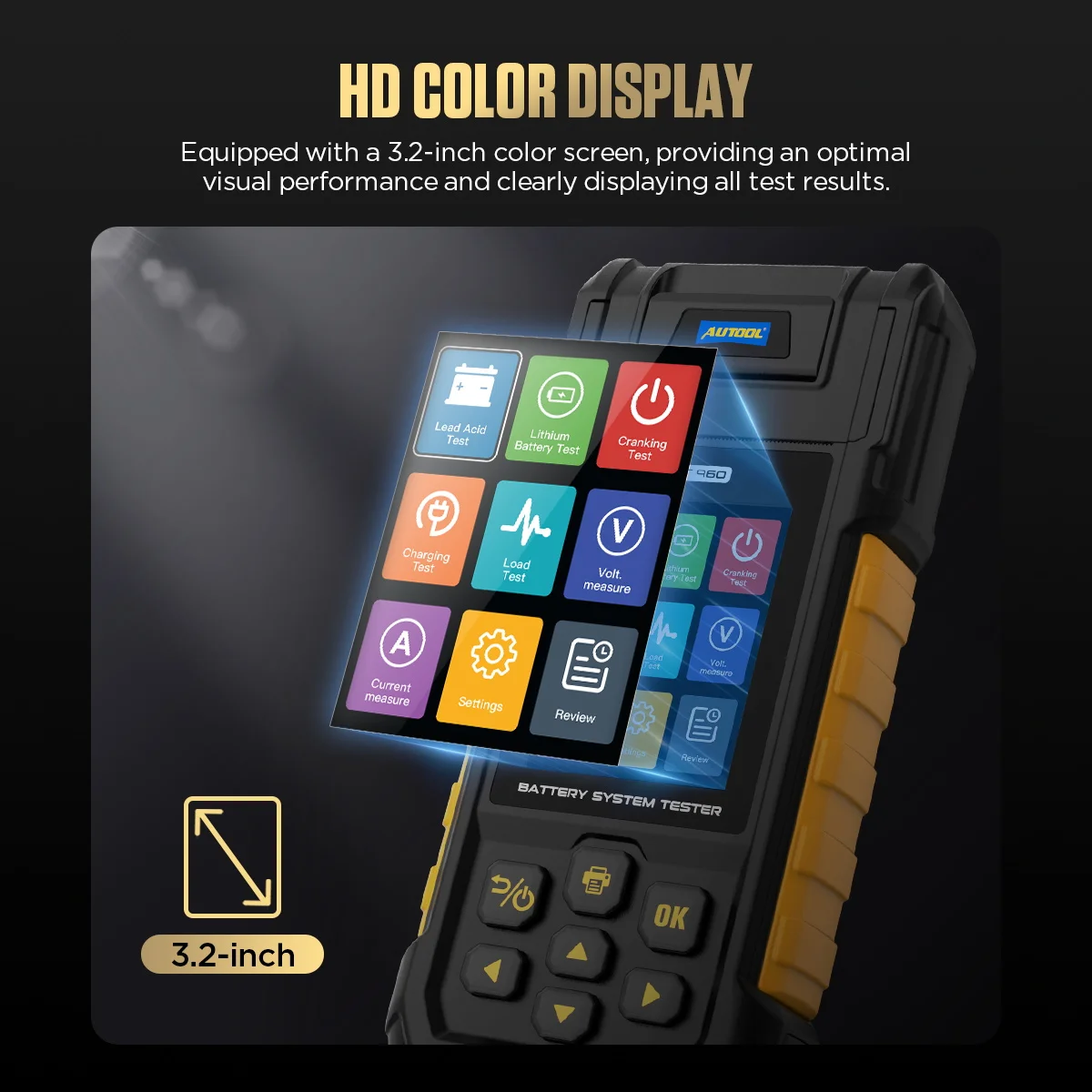 AUTOOL Digital 12v 72v Automotive Lithium Ion Impedance Capacity Deep Cycle Voltage Meter Car Battery Tester Fit For Lancol