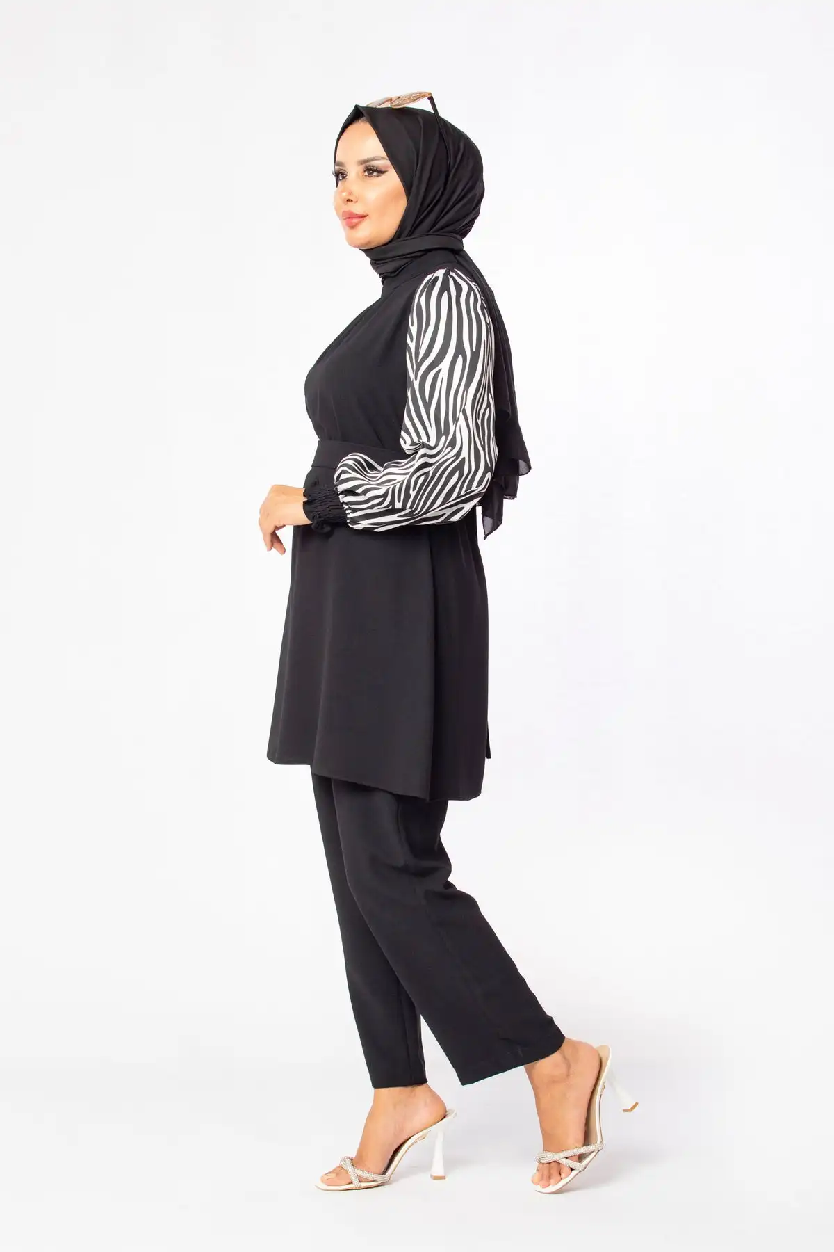SIPO 2023 Black Modest Sets Traditional Muslim Clothing&Accessories Co Ord Set Women Blouse Modest Muslim Women 2Pcs Set