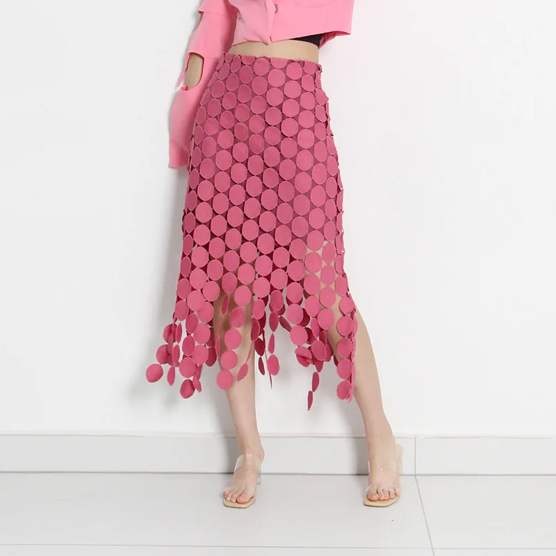 New fashion sexy embroidery tassel half skirt irregular candy color mini short skirt