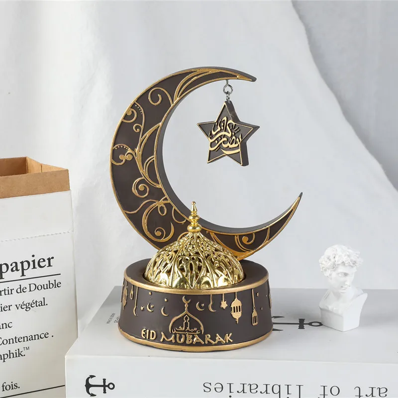 Ramadan Festival Decoration Middle East Arabia Moon and Star Incense Burner Resin Natural Pastoral Incense Holder Home Decor