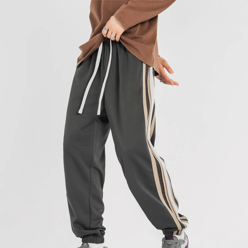 2024 Autumn Winter Hip Hop, Long Pants Fashion Cross Accessories Casual Fur Pants Men Fuzzy Stacked Casual Pants/