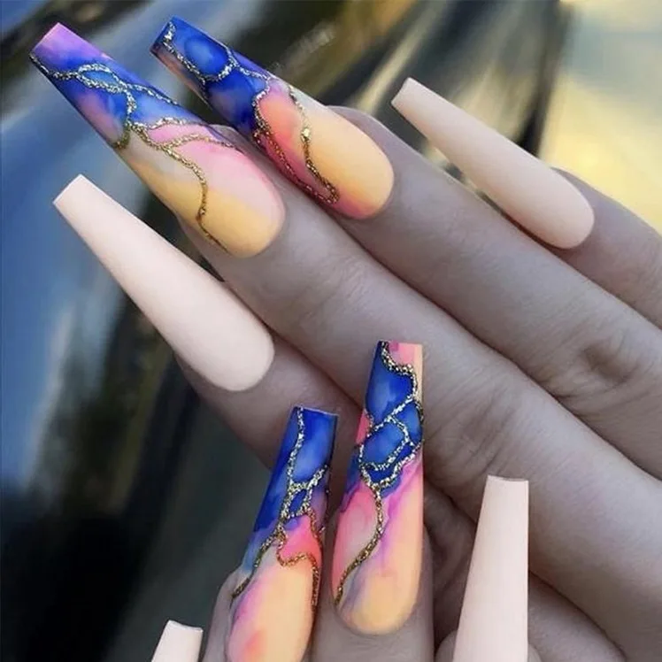 Korean Art 3D Chrome Girls Custom Xl Sticker Nail Glue For Press On Nails Acrylic
