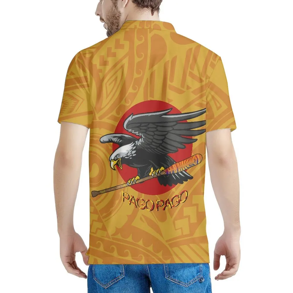 Yellow Samoa tattoo and eagle design cool summer men classic high quality fashion comfort plus-size custom POLO short sleeves