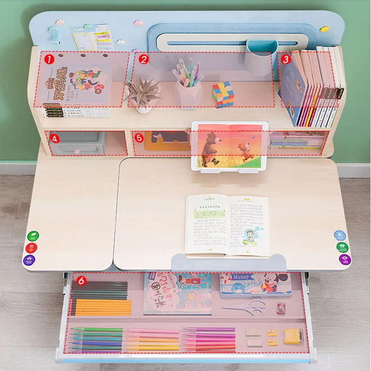 High Quality Multi Functional Solid Wood Kids Learning Table Children Study and Chair