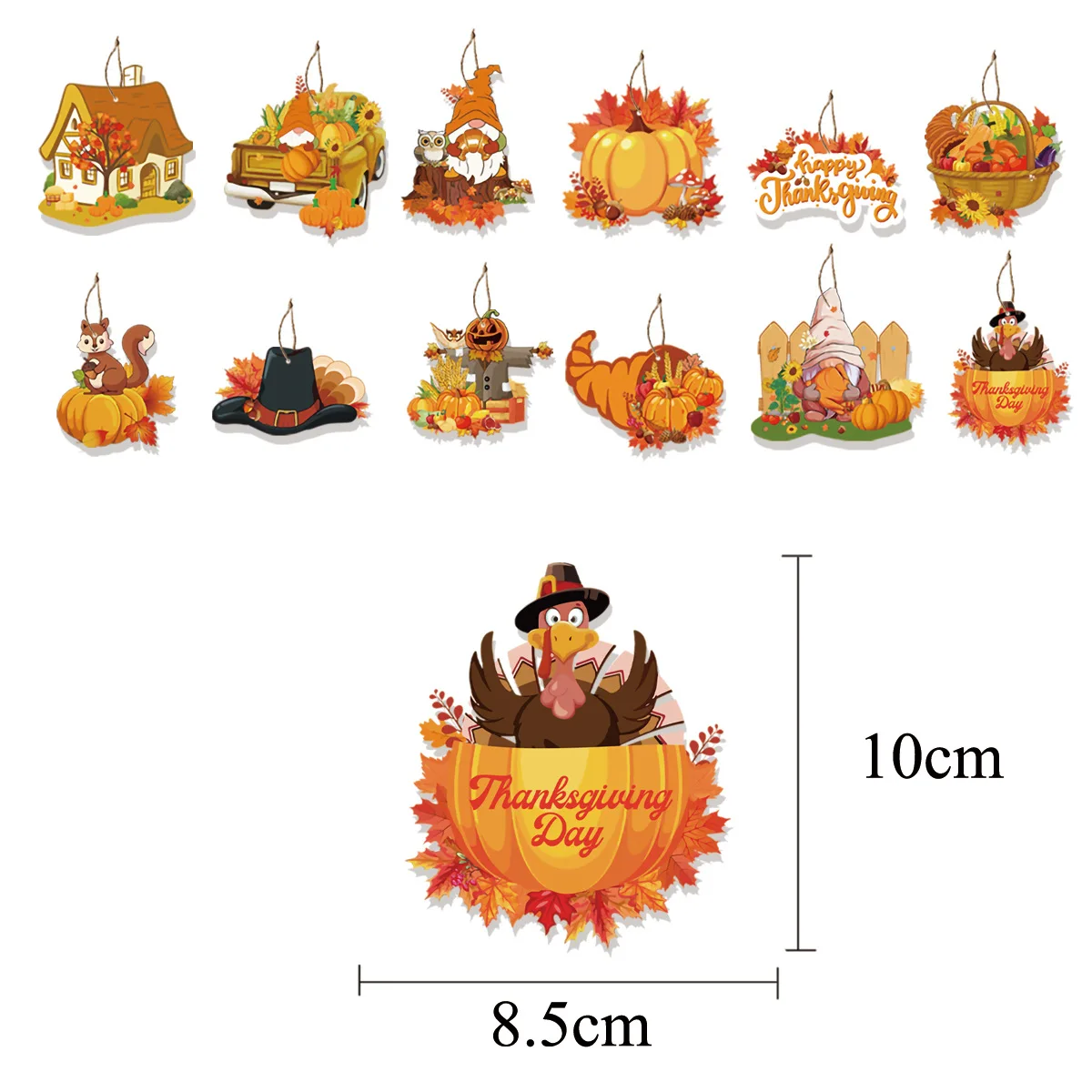 Wowei Autumn Thanksgiving Gift Fall Hanging Turkey Pumpkin Paper Pendant Tags Hangtag for Tree