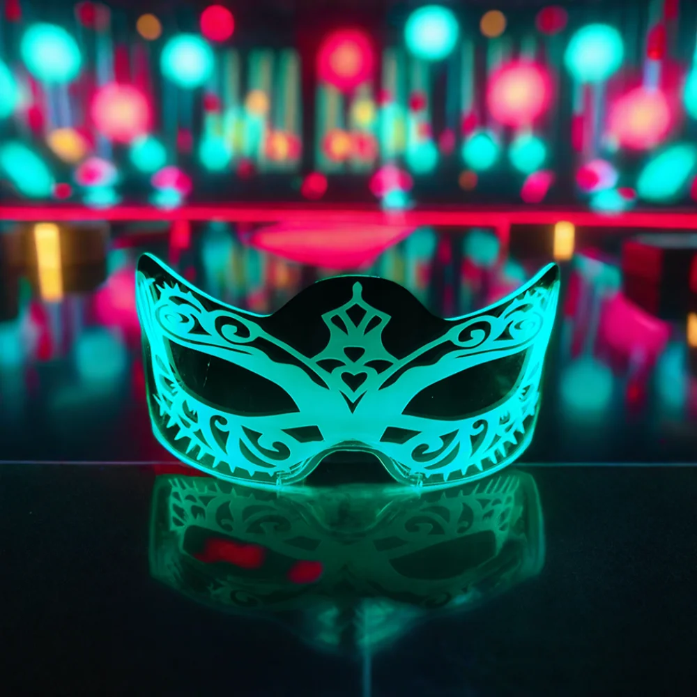 Festivals Promotional Colorful LED 7 Colors 4 Modes Light Glasses Custom Pattern  Acrylic Material Visor Flashing Glasses