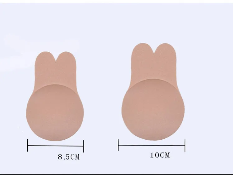 Dropshipping Silicone Adhesive Women Invisible Push Up Bra Nipple Cover Breast Pasties Reusable Lift Up Tape Rabbit Bra 4xl 5xl
