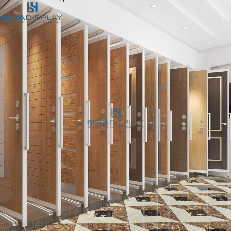 Holder Stable Quality Page-Turning Door Rotating Slider Type Display Cabinet Doors Stand Rack For Wooden Door Showroom
