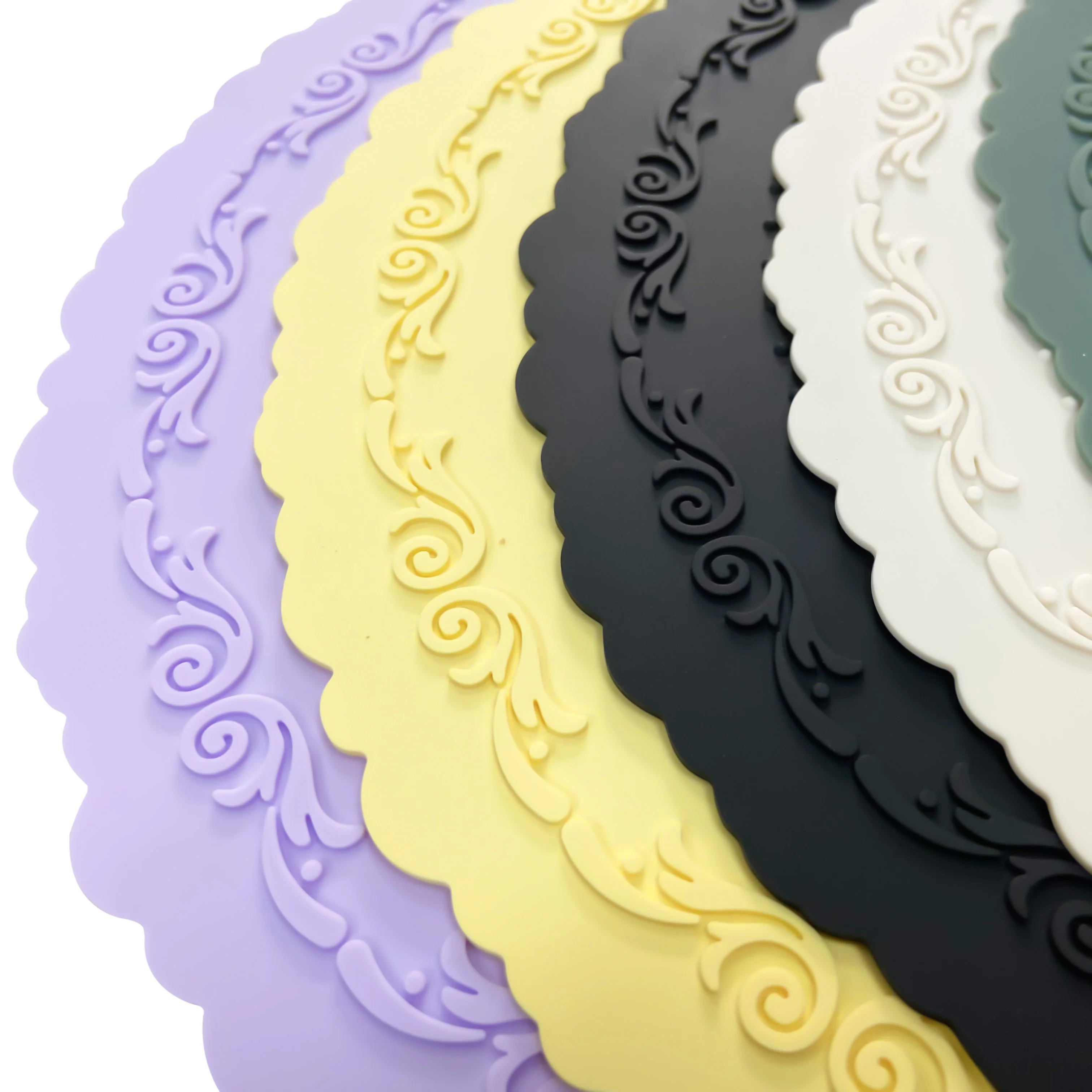 European embossed silicone dining mat anti slip customized rectangular heat resistant table mat printed soft silicone meal mat