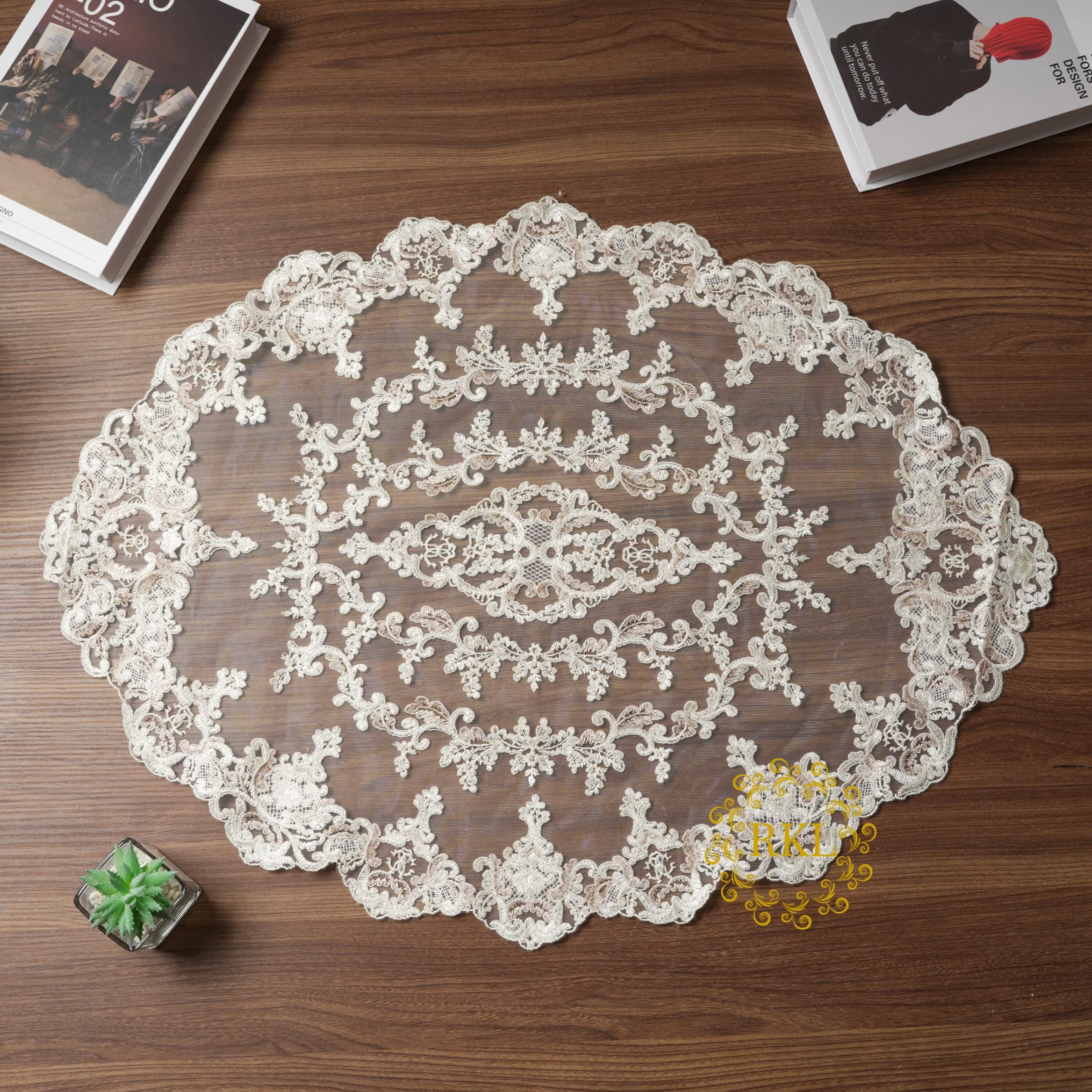 79*60CM Pink Champagne Sequins Edge Polyester Embroidery Lace Trim for Bridal Wedding Gown Costume Design Lace Ribbon