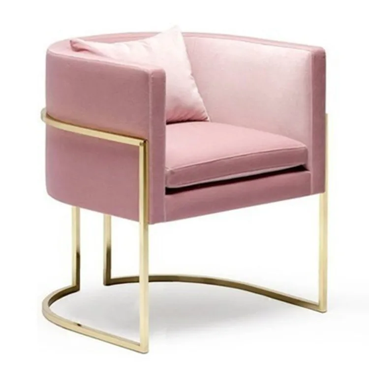 
italian luxury metal golden art deco furniture vintage pink upholstered dinning chair 