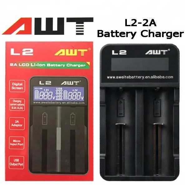 L2 2 slots fast charge with screen display AWT high quality charger wholesale vape pen 350mah battery rechargeable