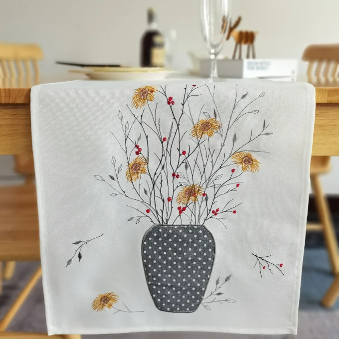 polyester embroidered floral runner table table flower runner dining runner