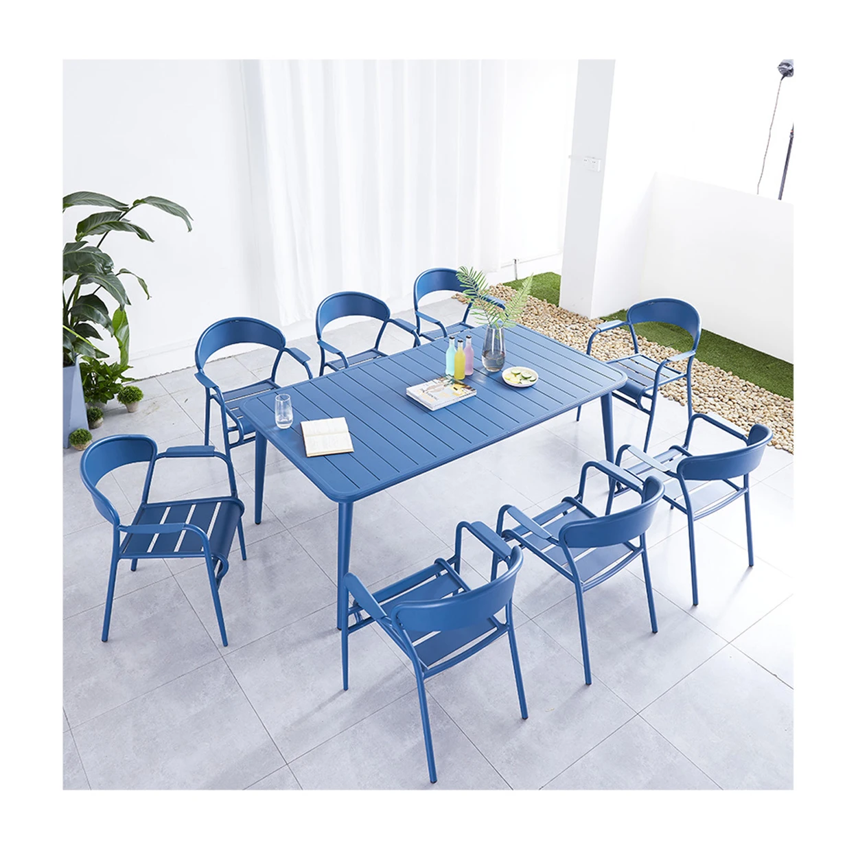 Out Door Furniture Outdoor Patio Set Terraza Metal Dining Table Garden Sets Aluminum Long Garden Table