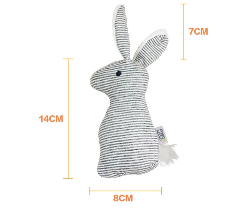 
Wholesale- Baby Cute Soft Animal Plush Hand Grap Toys Rattle Infant Baby Stripes Bunny Educational Gift Development Toys 