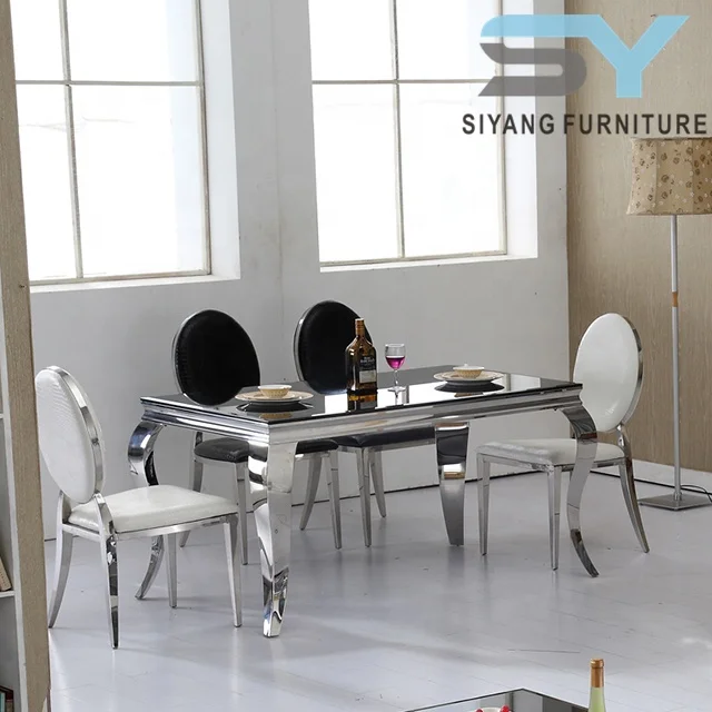 Hot Sale Marble Top Stainless Steel Dining Table For Round Dining Table Set Dining Room Furniture