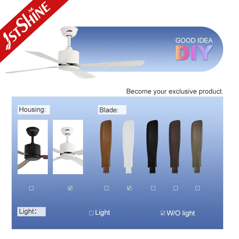 1stshine ceiling fan industrial high airflow no light remote control 4 iron blades ceiling fan