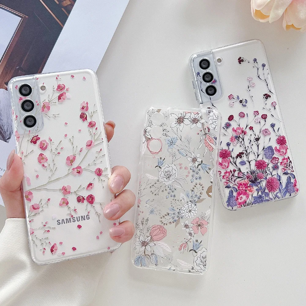 Beautiful small floral phone case For iphone13 14promax Samsung S23ultra A54 painted tpu case
