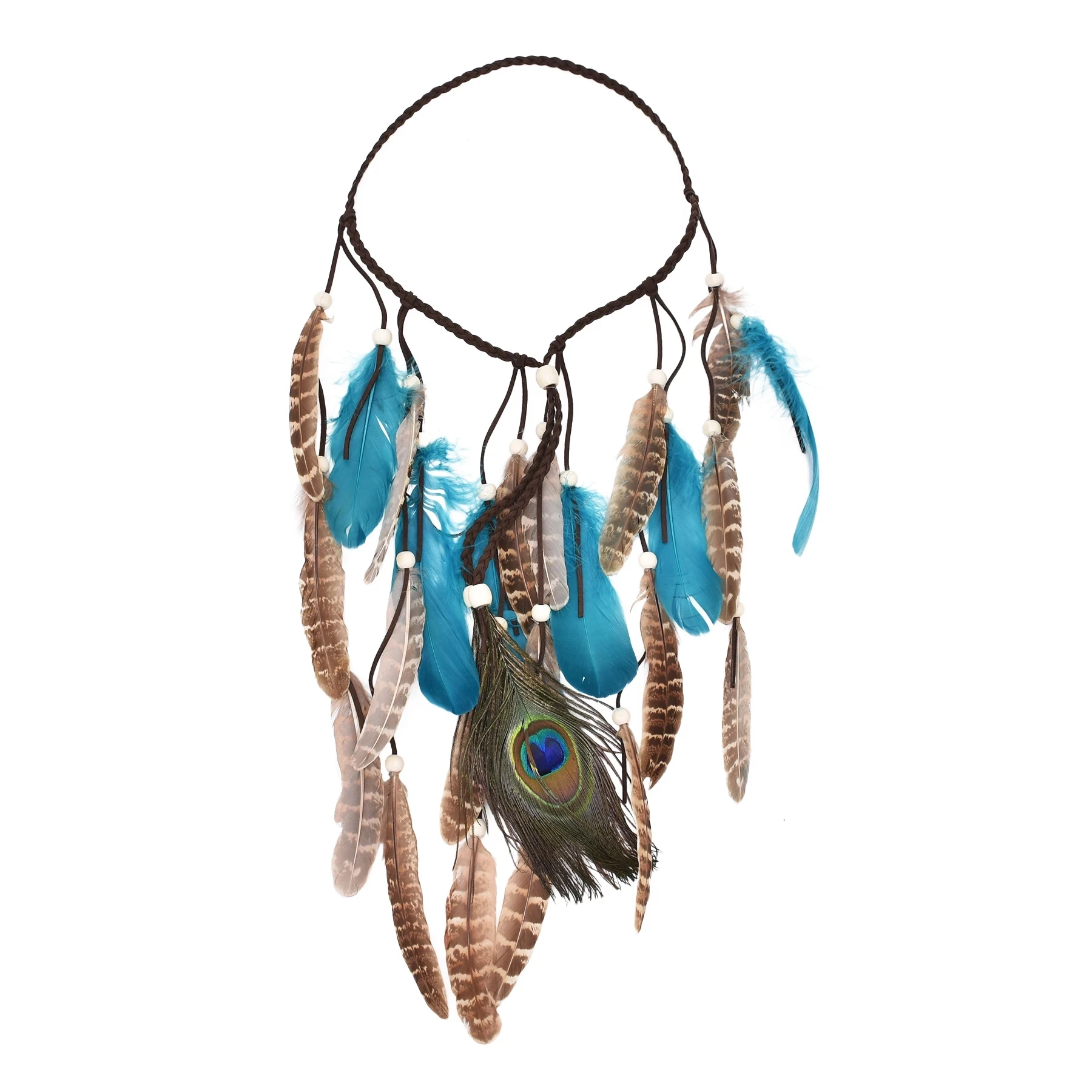Bohemian Style Feather Headband Hair Ornament Beads Feather Headdress Handmade Jewelry Headdress Accessories