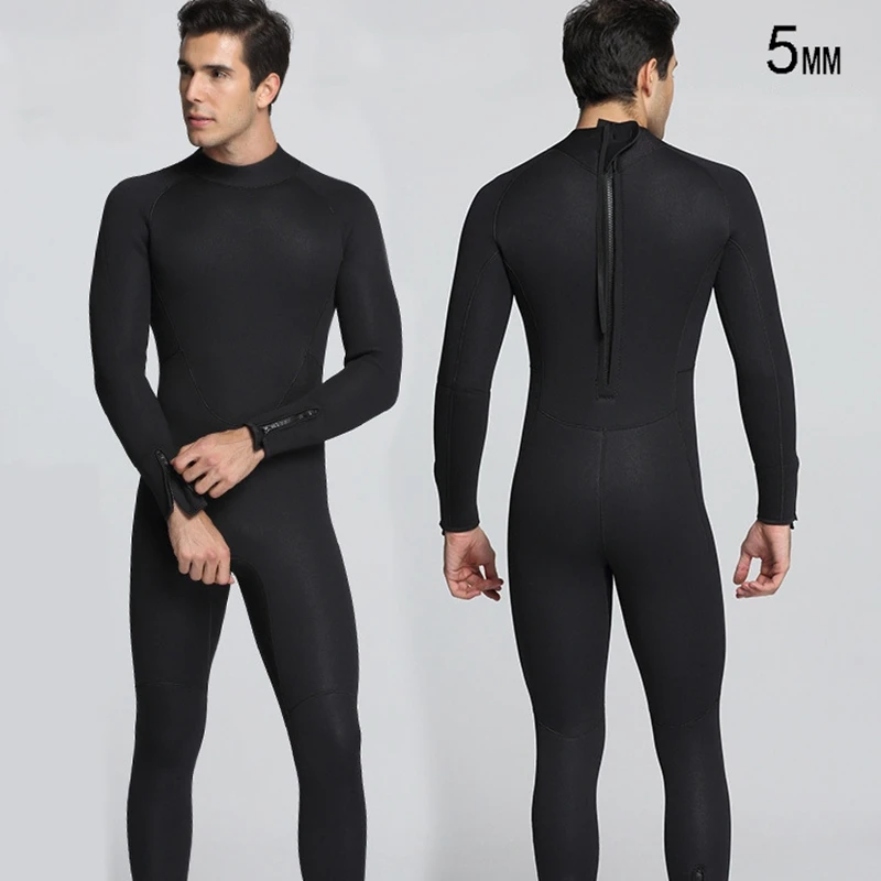 5MM Neoprene Wet suit Spearfishing Wetsuits for Underwater Hunting Hooded 2-pieces Thicker Scuba Diving Suit