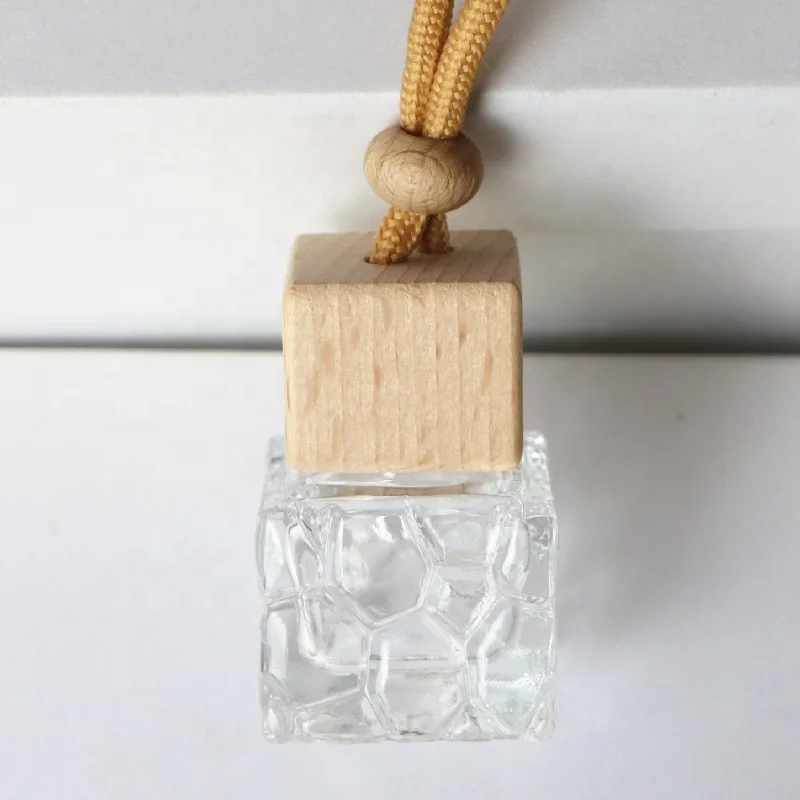 FinRu Empty Refillable Car Air Freshener Bottle Hanging Fragrance Diffuser Perfume 5ML Clear Glass Bottle Car Pendant