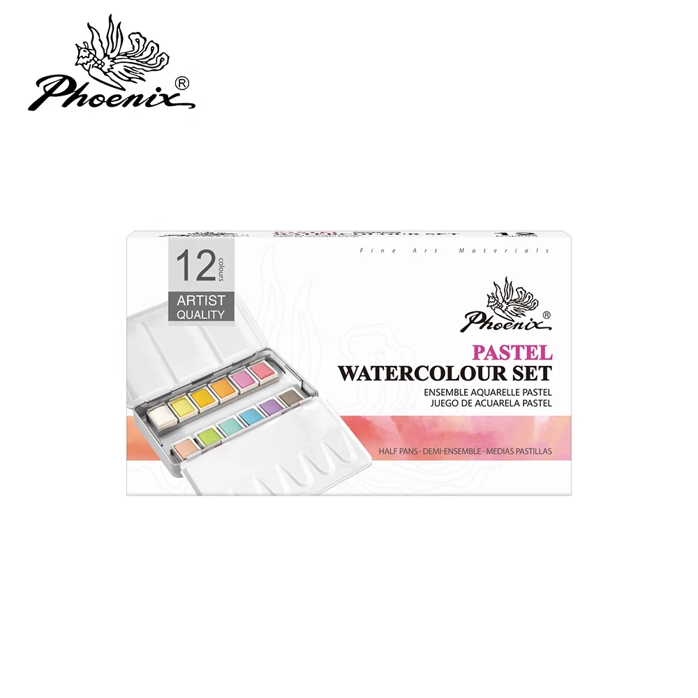 Phoenix 12 Colors Artist Macaron Color Dreamy Ethereal Effect Watercolour Pastel Watercolor Set