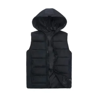 JACKETOWN Six Colors Sleeveless non Detachable Hood Spray-bonded Wadding Cotton Polyester Filled Waistcoat Man Duck Down V