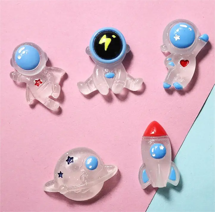 Wholesale Fashion  Glow Astronaut Planet Rocket Space Resin Diy  Accessories Shoes Hairpin Rope Hairpin Accessories